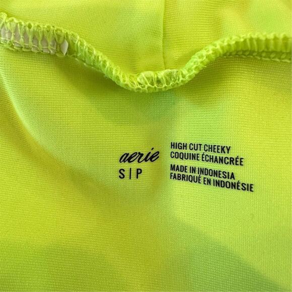 Aerie Women's Scoop V Neck Mesh Bikini Set Blue/Neon Green Size S - Picture 3 of 4